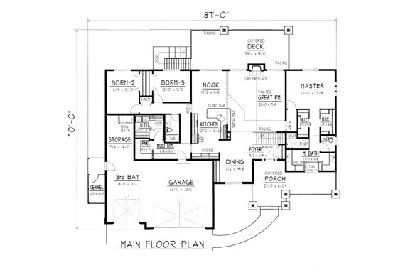 Floor Plan - Main Floor for Farmhouse House Plan #112-167 - 4 bed, 3 bath