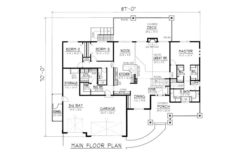 Home Plan - Floor Plan - Main Floor for Farmhouse House Plan #112-167 - 4 bed, 3 bath