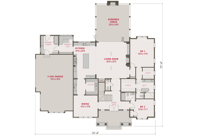 House Blueprint - Floor Plan - Main Floor for Tudor House Plan #461-112 - 3 bed, 5.5 bath