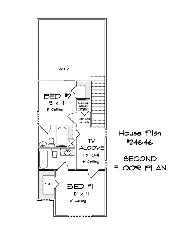 House Blueprint - Floor Plan - Upper Floor for Cottage House Plan #513-2439 - 3 bed, 3 bath