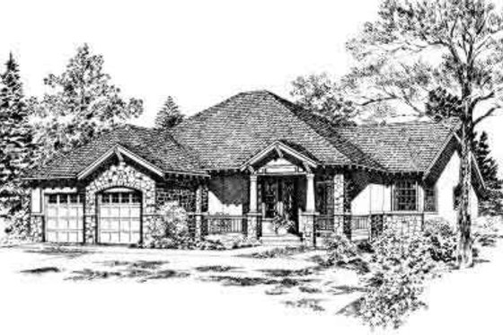 Exterior - Front Elevation for European House Plan #312-538 - 3 bed, 2 bath