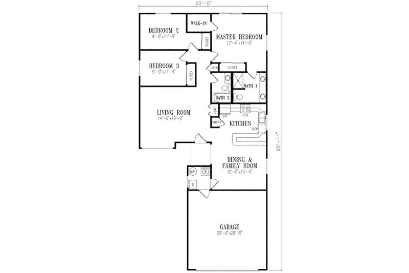 Home Plan - Floor Plan - Main Floor for Adobe / Southwestern House Plan #1-235 - 3 bed, 2 bath