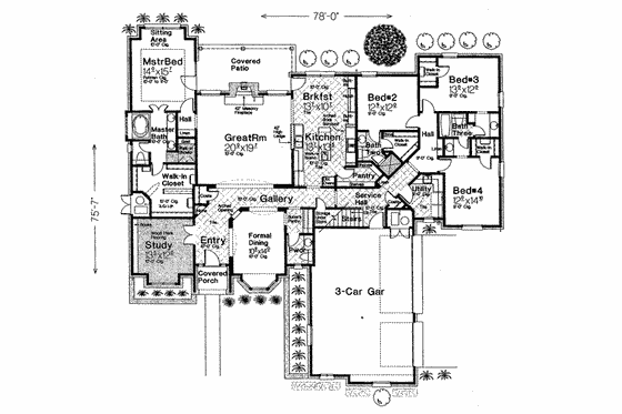Floor Plan - Main Floor for European House Plan #310-558 - 4 bed, 3.5 bath