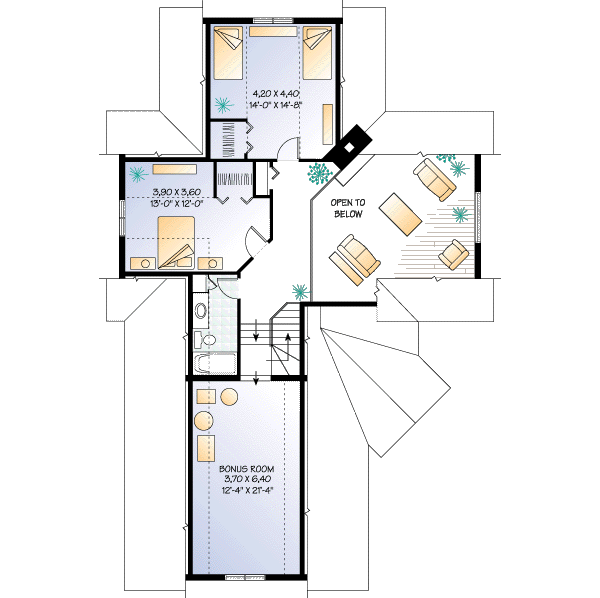 Farmhouse Floor Plan - Upper Floor Plan #23-230