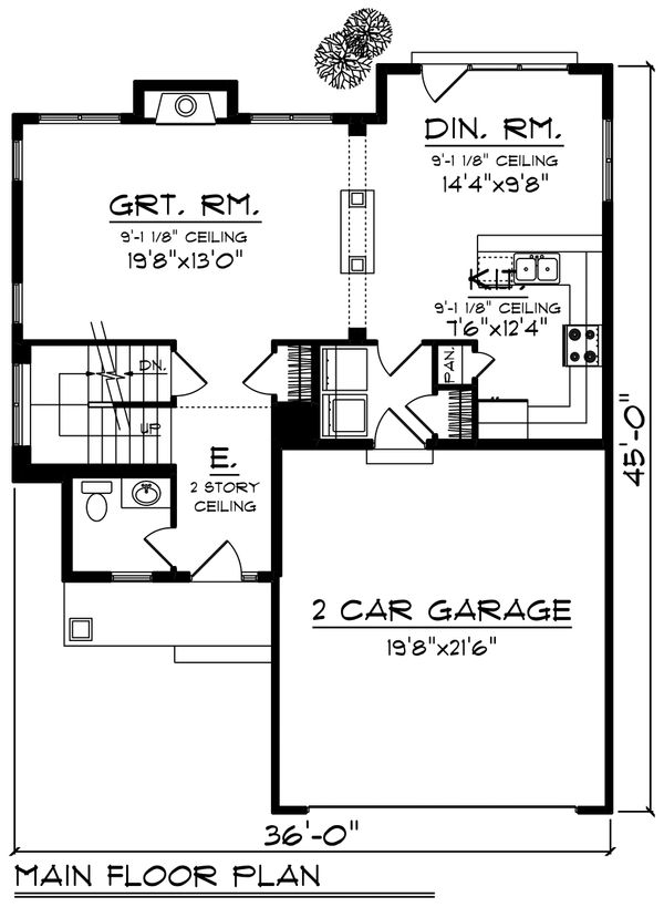 Craftsman Floor Plan - Main Floor Plan #70-1210