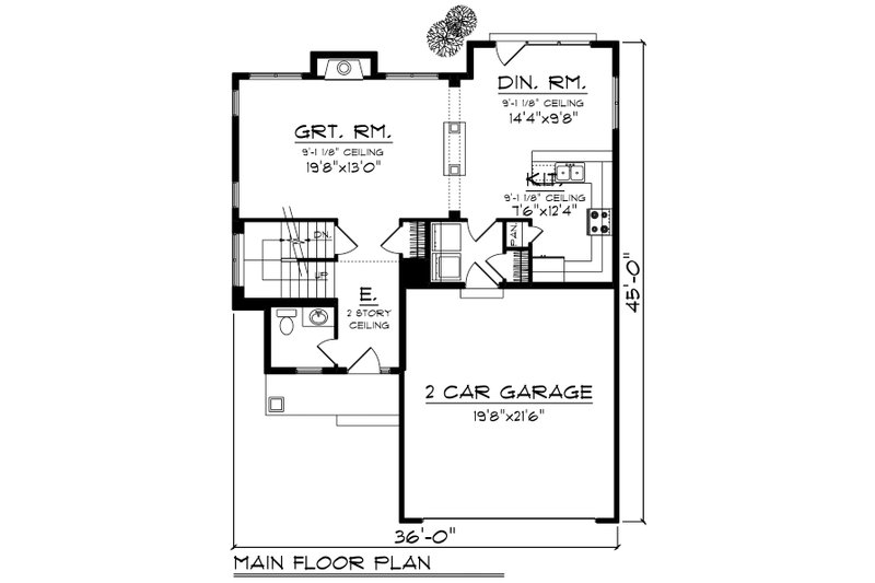 Architectural House Design - Floor Plan - Main Floor for Craftsman House Plan #70-1210 - 3 bed, 3 bath