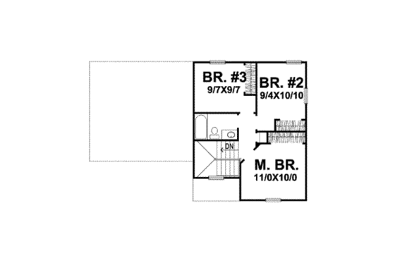 Floor Plan - Upper Floor for Traditional House Plan #50-273 - 3 bed, 1.5 bath