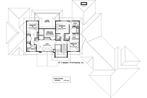 Floor Plan - Upper Floor for Contemporary House Plan #928-287 - 4 bed, 3.5 bath