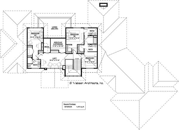 Contemporary Floor Plan - Upper Floor Plan #928-287