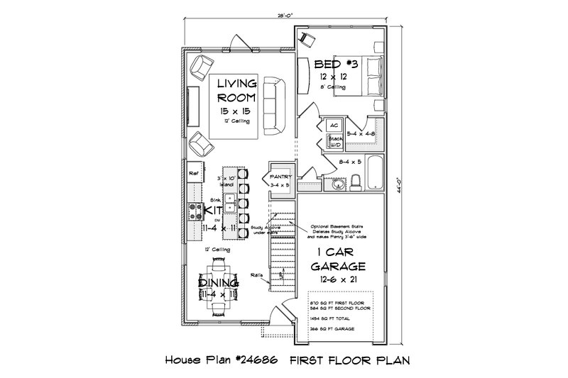 Dream House Plan - Floor Plan - Main Floor for Cottage House Plan #513-2478 - 3 bed, 3 bath
