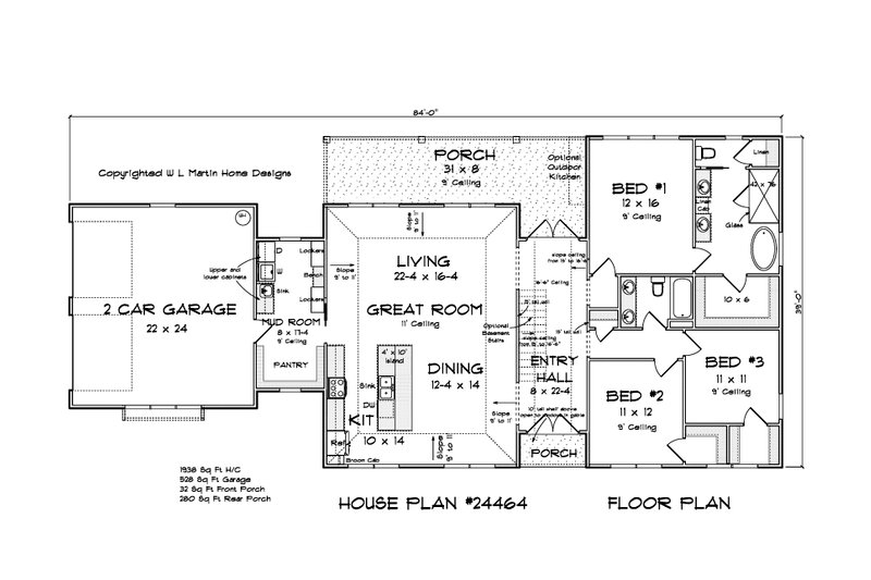 Dream House Plan - Floor Plan - Main Floor for Farmhouse House Plan #513-2257 - 3 bed, 2 bath