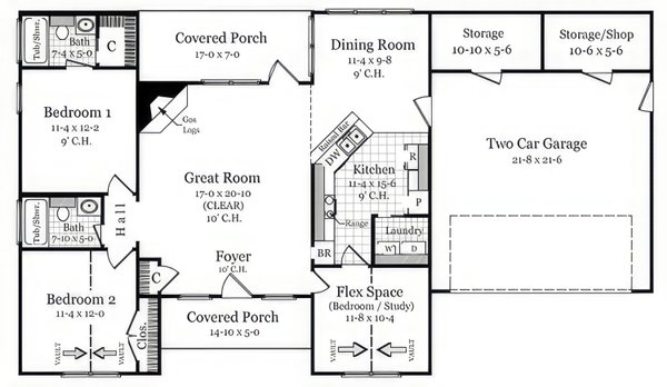House Blueprint - European Floor Plan - Main Floor Plan #21-564