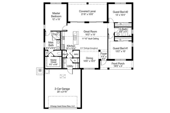 Floor Plan - Main Floor for Cottage House Plan #938-103 - 3 bed, 2 bath