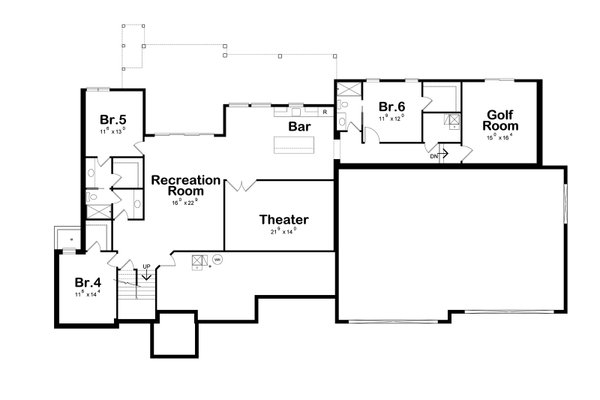 Architectural House Design - Floor Plan - Lower Floor for Contemporary House Plan #20-2615 - 6 bed, 4.5 bath