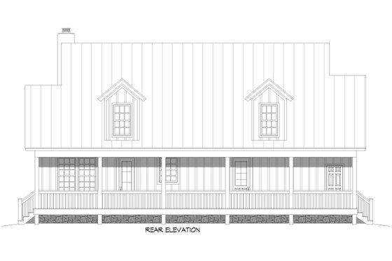 Exterior - Rear Elevation for Southern House Plan #932-909 - 3 bed, 2.5 bath