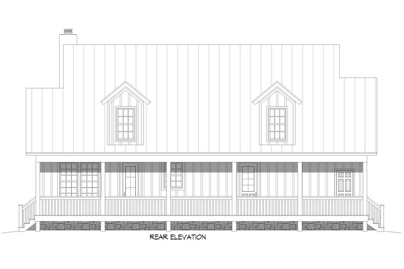 Home Plan - Exterior - Rear Elevation for Southern House Plan #932-909 - 3 bed, 2.5 bath