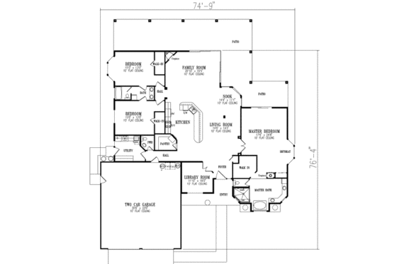 Floor Plan - Main Floor for Adobe / Southwestern House Plan #1-735 - 3 bed, 2.5 bath