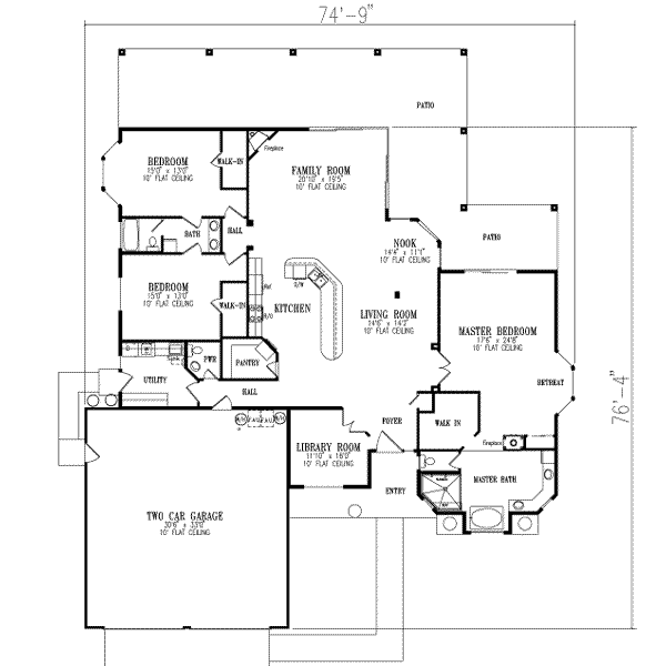 Adobe / Southwestern Floor Plan - Main Floor Plan #1-735