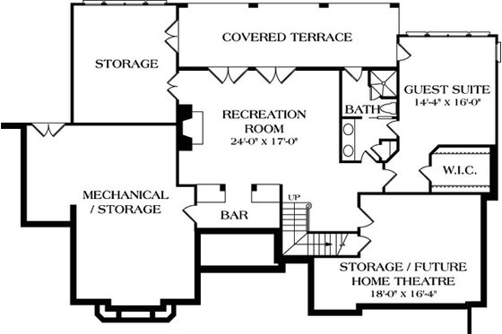 Floor Plan - Lower Floor for European House Plan #453-35 - 5 bed, 4.5 bath