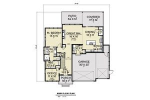 Floor Plan - Main Floor for Farmhouse House Plan #1070-175 - 3 bed, 2.5 bath