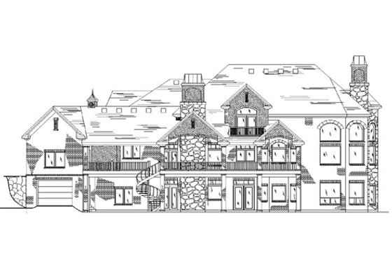 Exterior - Rear Elevation for Traditional House Plan #5-215 - 6 bed, 4.5 bath