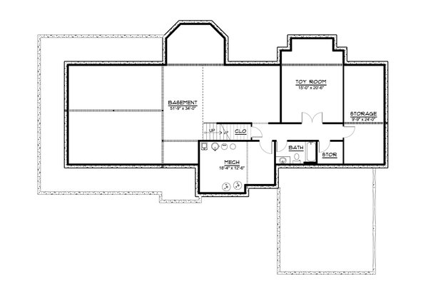 Traditional Floor Plan - Lower Floor Plan #1064-187