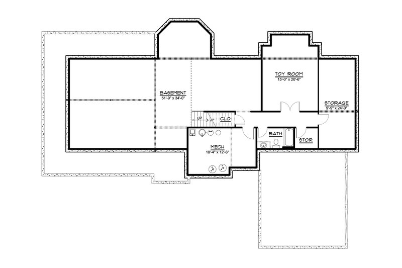 House Blueprint - Floor Plan - Lower Floor for Traditional House Plan #1064-187 - 3 bed, 2.5 bath