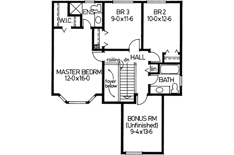 House Blueprint - Floor Plan - Upper Floor for Traditional House Plan #126-113 - 3 bed, 2.5 bath