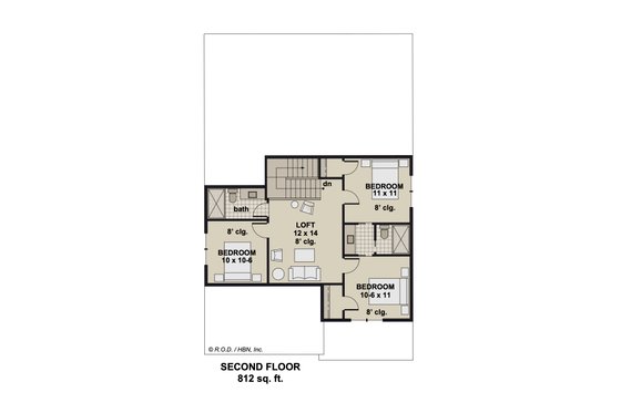 Floor Plan - Upper Floor for Craftsman House Plan #51-1347 - 4 bed, 3.5 bath