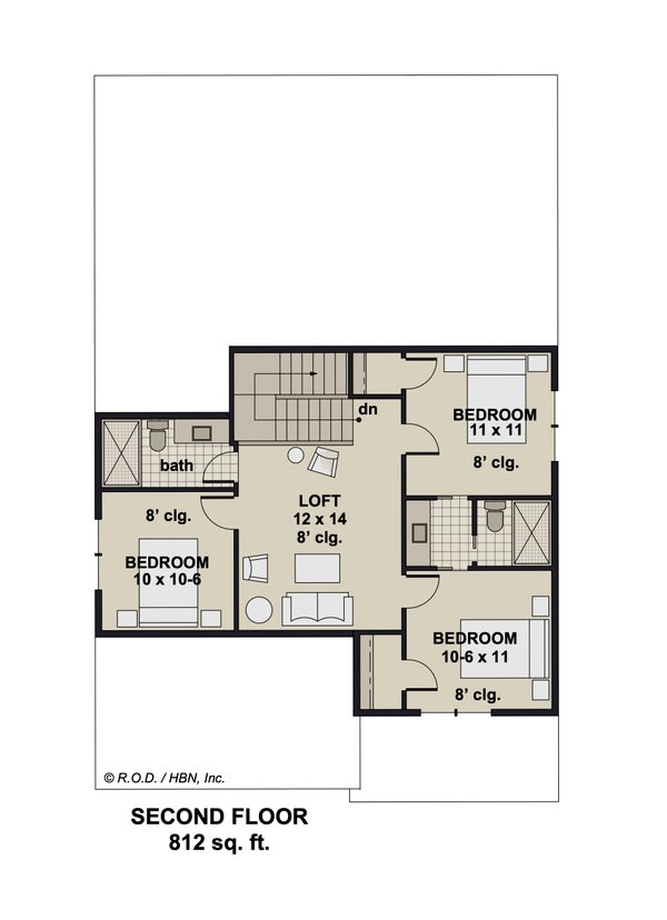 Craftsman Floor Plan - Upper Floor Plan #51-1347