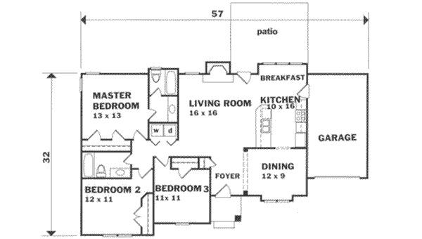 Ranch Floor Plan - Main Floor Plan #129-140