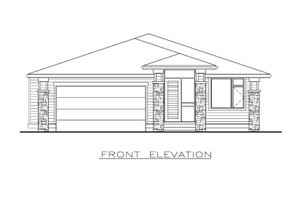Exterior - Front Elevation 3 for Prairie House Plan #1100-19 - 3 bed, 2 bath