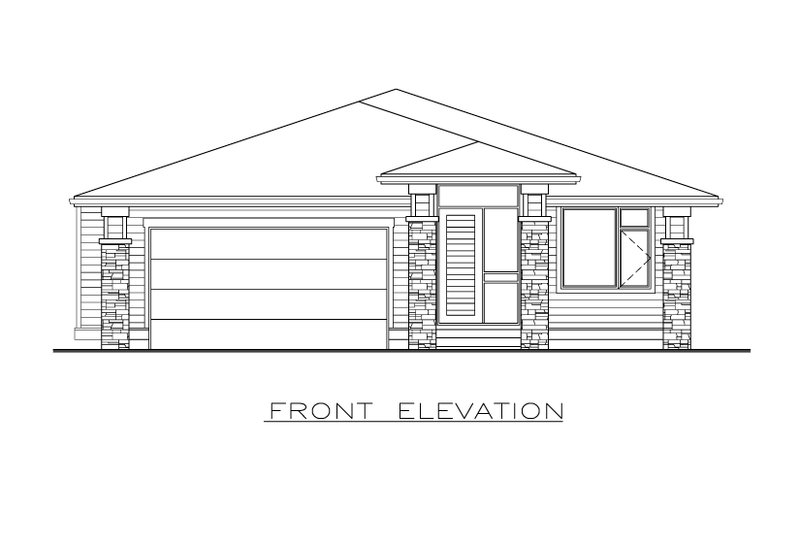 Dream House Plan - Exterior - Front Elevation 3 for Prairie House Plan #1100-19 - 3 bed, 2 bath