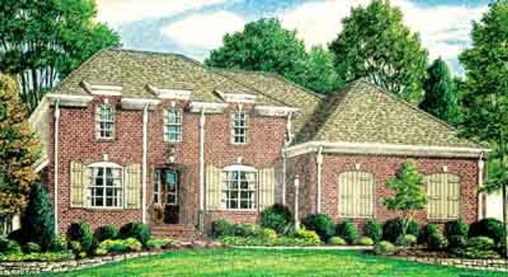 Exterior - Front Elevation 2 for European House Plan #34-208 - 4 bed, 3 bath