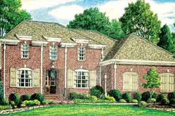 Exterior - Front Elevation for European House Plan #34-208 - 4 bed, 3 bath