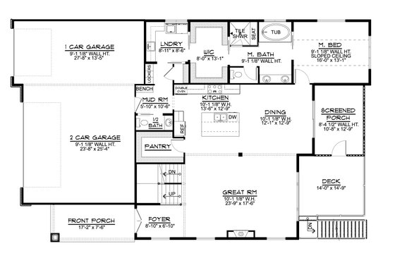 Floor Plan - Main Floor for Cottage House Plan #1064-107 - 3 bed, 2.5 bath