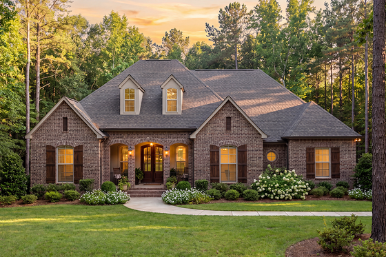 Exterior - Front Elevation 3 for European House Plan #406-9613 - 3 bed, 2.5 bath
