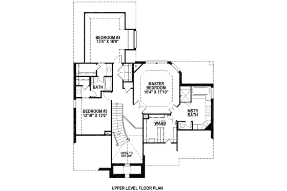 Floor Plan - Upper Floor for European House Plan #141-236 - 4 bed, 3 bath