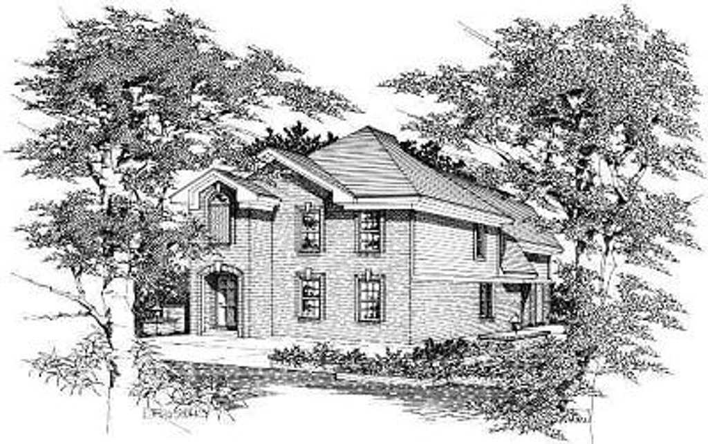 Exterior - Front Elevation 2 for European House Plan #329-205 - 3 bed, 2 bath