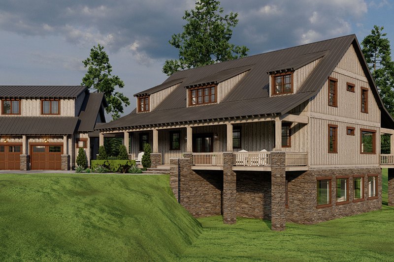 Home Plan - Exterior - Front Elevation 3 for Farmhouse House Plan #923-329 - 5 bed, 3 bath