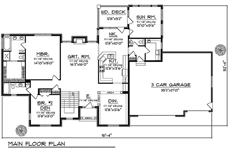 Home Plan - Floor Plan - Main Floor for Traditional House Plan #70-620 - 4 bed, 4.5 bath