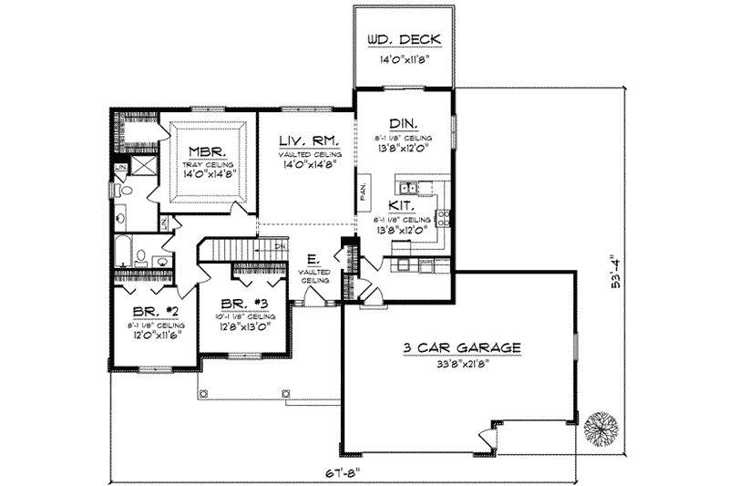 House Plan Design - Floor Plan - Main Floor for Traditional House Plan #70-610 - 3 bed, 2 bath