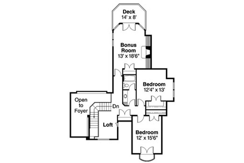 Home Plan - Floor Plan - Upper Floor for European House Plan #124-722 - 3 bed, 2.5 bath