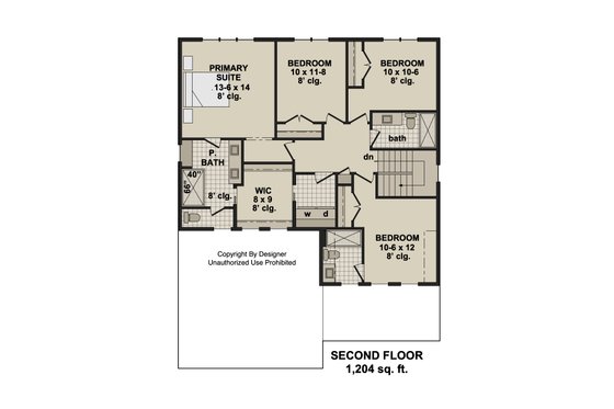 Floor Plan - Upper Floor for Farmhouse House Plan #51-1526 - 4 bed, 2.5 bath