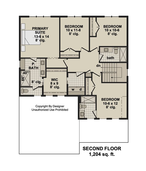 Floor Plan - Upper Floor for Farmhouse House Plan #51-1526 - 4 bed, 2.5 bath