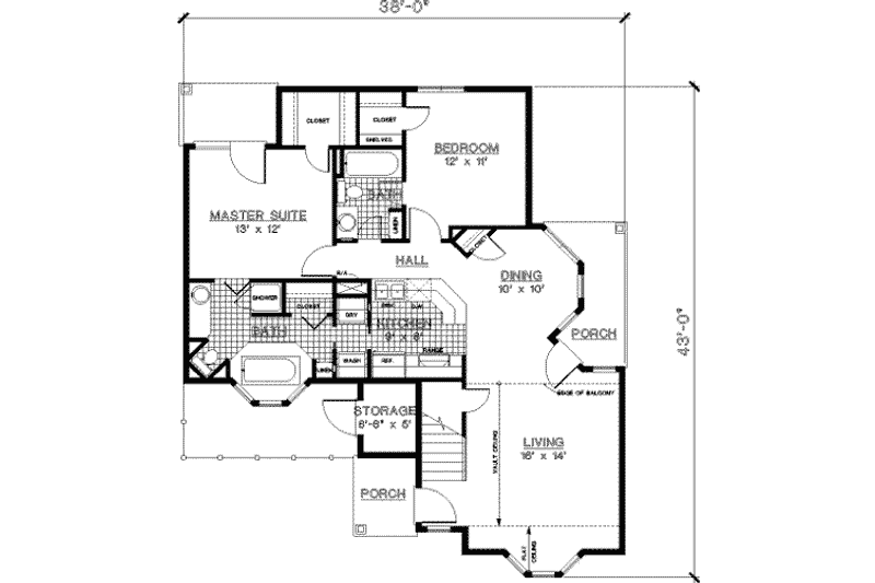 Home Plan - Floor Plan - Main Floor for European House Plan #45-185 - 3 bed, 3 bath