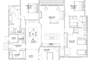 Floor Plan - Main Floor for Farmhouse House Plan #1109-21 - 3 bed, 3.5 bath