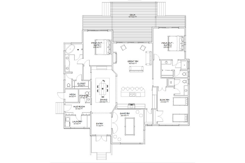 Dream House Plan - Floor Plan - Main Floor for Farmhouse House Plan #1109-21 - 3 bed, 3.5 bath