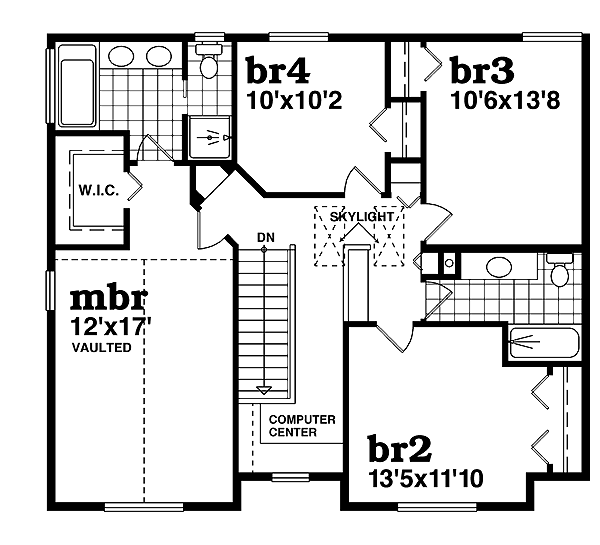 Craftsman Floor Plan - Upper Floor Plan #47-392