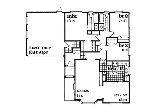 Floor Plan - Main Floor for Traditional House Plan #47-126 - 3 bed, 2 bath